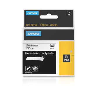 DYMO, RHINOPLUS WHITE, 1/2 PERM POLY LABEL, 5 ROLL MINIMUM