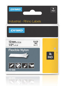 DYMO, RHINOPRO, 1/2", WHITE FLEXIBLE NYLON LABELS, MIN 5