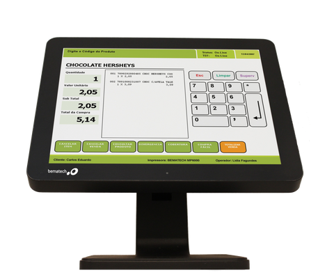 BEMATECH, TOUCHSCREEN-15 INCH TRUE FLAT, RESISTIVE TOUCH, USB