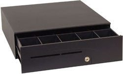 APG, S100, HEAVY DUTY CASH DRAWER, MULTIPRO 12V, BLACK, 16X16, ADJUSTABLE DUAL MEDIA SLOTS, FIXED 5X5 TILL, REQUIRES CABLE