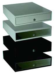 APG, VASARIO SERIES, STANDARD-DUTY CASH DRAWER, MULTIPRO 24V, BLACK, STAINLESS STEEL FRONT, 19X15, DUAL MEDIA SLOTS, FIXED 4X6 TILL, REQUIRES CABLE