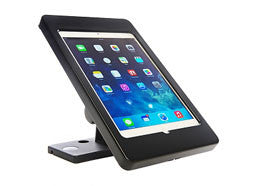 ARCHELON, AIR1 ENCLOSURES, SECURE FLIP TABLE MOUNT, WHITE, WITH TRI-AXIAL SWIVEL, HINGED FACEPLATE WITH LOCK & KEY ACCESS TO TABLET, OPEN REAR AND FRONT