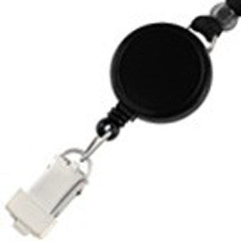 BRADY PEOPLE, LANYARD STANDARD, BLACK, FLAT LANYWARD WITH BEAD, METAL CARD CLAMP, 100 PER ORDER