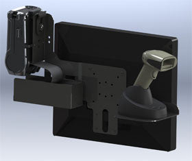 CREATIVE MOUNTING, ACCESSORY, HORIZONTAL SCANNER & PRINTER ASSEMBLY, BLACK, CART VESA MOUNT SCANNER & PRINTER BRACKET & CRADLE, FOR USE WITH HONEYWELL XENON 1902 COLOR SCANNER AND INTERMEC PB22 PRINT