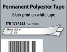 DYMO, 1/4" PERMANENT POLYESTER - BLK/WHT