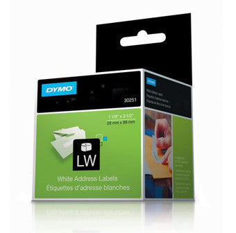 DYMO, 1.125" X 3.5" WHITE ADDRESS LABEL, 130 PER ROLL, 2 ROLLS PER BOX, PRICED PER BOX