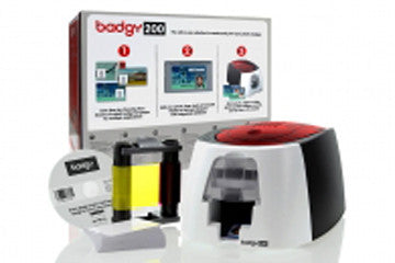 EVOLIS, BADGY200, CARD PRINTING SOLUTION, 1 BADGY200 PRINTER, SINGLE SIDED, 1 COLOR RIBBON FOR 100 PRINTS AND 100CT PVC CARDS(30MIL) WITH BADGE STUDIO+ SOFTWARE