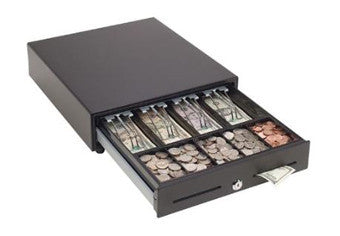 MMF, CASH DRAWER, VAL-U LINE, 14W X 16D X 4H, PRINTER DRIVEN, 4 BILL / 5 COIN TILL, BLACK