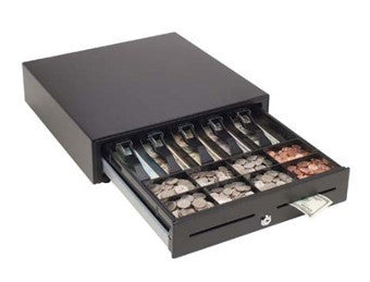 MMF, CASH DRAWER, VAL-U LINE, 16W X 16D X 4H, PRINTER DRIVEN, 5 BILL / 8 COIN TILL, WHITE W/ STAINLESS STEEL FRONT