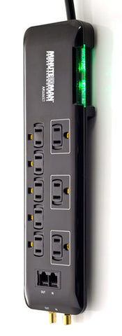 MINUTEMAN, MMS 8-OUTLET SLIMLINE SURGE PROTECTOR, (8) GROUNDED OUTLETS, (3) TRANSFORMER-SPACED OUTLETS, PHONE/FAX/MODEM PROTECTION, UL 1449, UL 1363, UL 452, UL 497A, UL 1492 CERTIFIED, 15A, 120V, 18