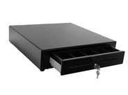 TOUCH DYNAMIC, BLACK CASH DRAWER 18 " W X 18  1/4" D , 3 POSITION LOCK, PLASTIC BILL WEIGHTS