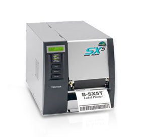 TOSHIBA, THERMAL BARCODE PRINTER, B-SX5T, 5IN WIDE, 305 DPI, 8 IPS, PEELER/REWINDER, SERIAL, PARALLEL
